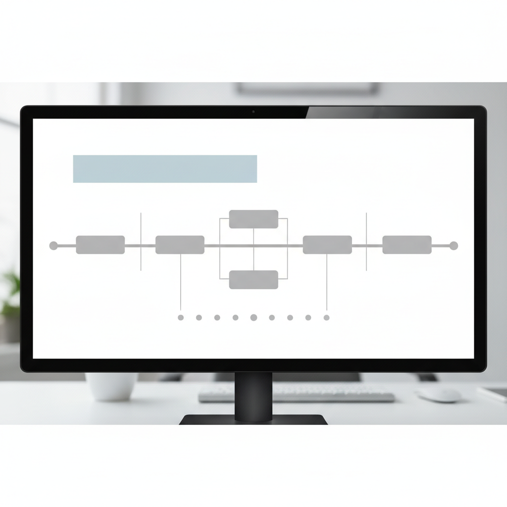 Monitor with a clean timeline slide template open